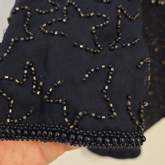 DIANE FREIS Long Sleeve  Silk Beaded and Sequin Evening Open Front Jacke… - Picture 3 of 9